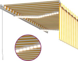 vidaXL Ręcznie zwijana markiza z zasłoną i LED, 3,5x2,5 m, żółto-biała 3