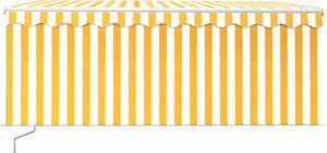 vidaXL Ręcznie zwijana markiza z zasłoną i LED, 3,5x2,5 m, żółto-biała 4