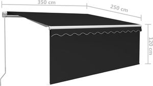 vidaXL Ręcznie zwijana markiza z zasłoną, 3,5x2,5 m, antracytowa 7