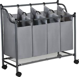 Kosz na pranie Songmics LAUNDRYCART/GREY/4BAGS 1