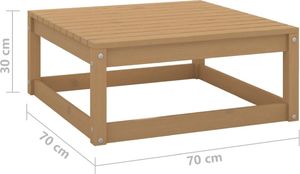 vidaXL Stołek ogrodowy, 70x70x30 cm, miodowy brąz, lite drewno sosnowe 4