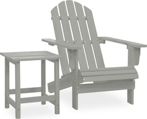 vidaXL Krzesło ogrodowe Adirondack ze stolikiem, drewno jodłowe, szare 1