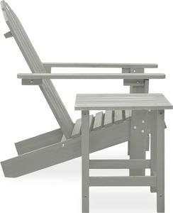 vidaXL Krzesło ogrodowe Adirondack ze stolikiem, drewno jodłowe, szare 3