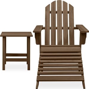 vidaXL Krzesło ogrodowe Adirondack z podnóżkiem i stolikiem, jodłowe 2