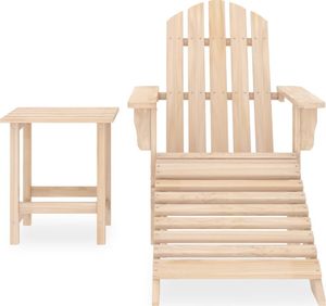 vidaXL Krzesło ogrodowe Adirondack z podnóżkiem i stolikiem, jodłowe 2