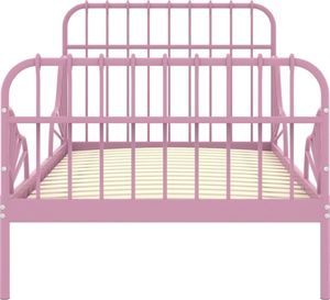 vidaXL Przedłużana rama łóżka, różowa, metalowa, 80x130/200 cm 4