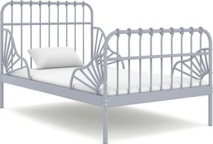 vidaXL Przedłużana rama łóżka, szara, metalowa, 80x130/200 cm 1