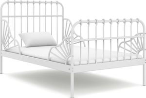 vidaXL Przedłużana rama łóżka, biała, metalowa, 80x130/200 cm 1