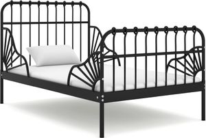 vidaXL Przedłużana rama łóżka, czarna, metalowa, 80x130/200 cm 1