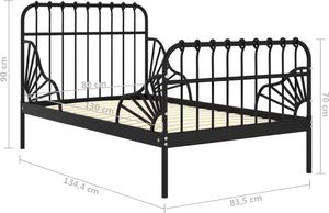 vidaXL Przedłużana rama łóżka, czarna, metalowa, 80x130/200 cm 7