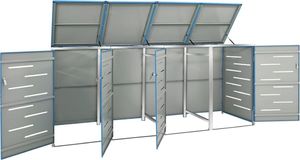 vidaXL Osłona na 4 kosze na śmieci, 276,5x77,5x115,5 cm, stalowa 5