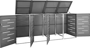vidaXL Osłona na 4 kosze na śmieci, 276,5x77,5x115,5 cm, stalowa 5