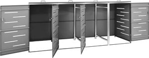 vidaXL Osłona na 4 kosze na śmieci, 276,5x77,5x115,5 cm, stalowa 6