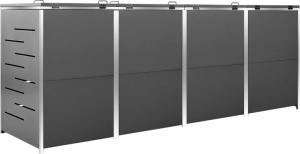 vidaXL Osłona na 4 kosze na śmieci, 276,5x77,5x115,5 cm, stalowa 9