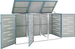 vidaXL Osłona na 3 kosze na śmieci, 207x77,5x115 cm, stal nierdzewna 5