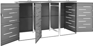 vidaXL Osłona na 3 kosze na śmieci, 207x77,5x115 cm, stal nierdzewna 6
