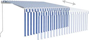 vidaXL Ręcznie zwijana markiza z zasłoną, 3,5x2,5 m, niebiesko-biała 5