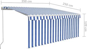 vidaXL Ręcznie zwijana markiza z zasłoną, 3,5x2,5 m, niebiesko-biała 7