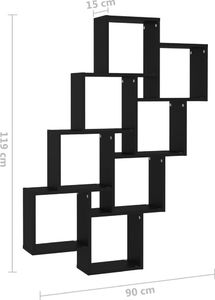 vidaXL Półka ścienna w formie kostek, czarna, 90x15x119 cm, płyta 6
