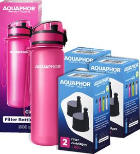 Aquaphor ZESTAW! Butelka filtrująca na wodę Aquaphor City różowa z zapasem filtów 1
