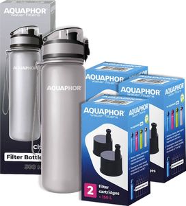 Aquaphor ZESTAW! Butelka filtrująca na wodę Aquaphor City szaraz zapasem filtów 1