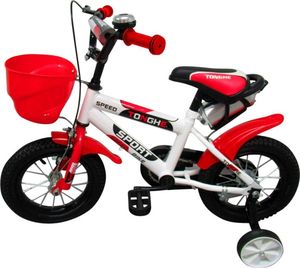 Rowerek Dziecięcy 12" Bidon Koszyk Boczne Kółka - czerwony 2