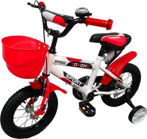 Rowerek Dziecięcy 12" Bidon Koszyk Boczne Kółka - czerwony 3