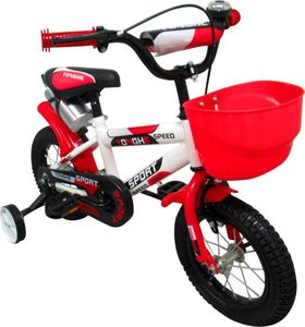 Rowerek Dziecięcy 12" Bidon Koszyk Boczne Kółka - czerwony 7
