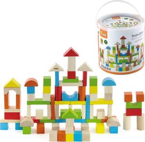 Viga Toys Drewniane Klocki Edukacyjne w Wiaderku 80 el. 1