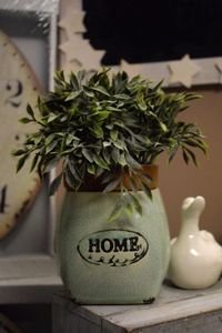 OSŁONKA CERAMICZNA DONICZKA SZKLIWIONA Z NAPISEM HOME 2