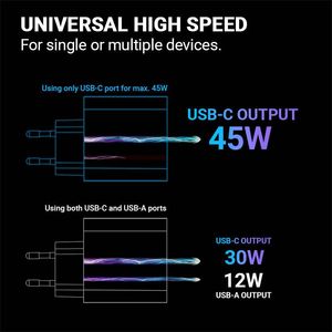 Ładowarka Crong 1x USB-A 1x USB-C 2.4 A (CRG-TUSBAC45-WHI) 3