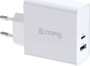 Ładowarka Crong 1x USB-A 1x USB-C 2.4 A (CRG-TUSBAC45-WHI) 5