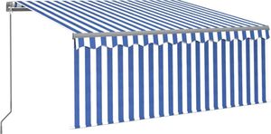 vidaXL Ręcznie zwijana markiza z zasłoną, 3,5x2,5 m, niebiesko-biała 2