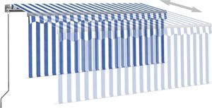 vidaXL Ręcznie zwijana markiza z zasłoną, 3,5x2,5 m, niebiesko-biała 4