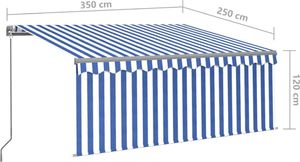 vidaXL Ręcznie zwijana markiza z zasłoną, 3,5x2,5 m, niebiesko-biała 7