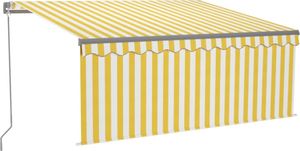 vidaXL Ręcznie zwijana markiza z zasłoną i LED, 3,5x2,5 m, żółto-biała 2