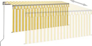 vidaXL Ręcznie zwijana markiza z zasłoną i LED, 3,5x2,5 m, żółto-biała 4