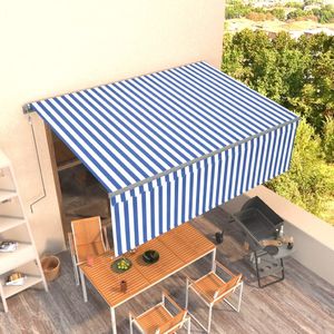 vidaXL Automatyczna markiza z zasłoną, 4,5x3 m, niebiesko-biała 1