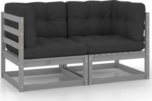 vidaXL 2-osobowa sofa ogrodowa z poduszkami, lite drewno sosnowe 1