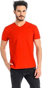Teyli T-shirt męski bawełniany Dany V czerwony L Czerwony 1