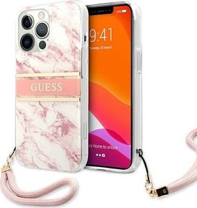 Guess Guess GUHCP13XKMABPI iPhone 13 Pro Max 6,7" różowy/pink hardcase Marble Strap Collection 1