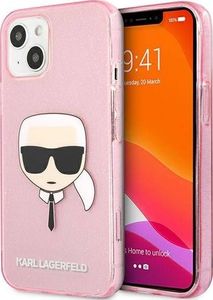 Karl Lagerfeld Karl Lagerfeld KLHCP13SKHTUGLP iPhone 13 mini 5,4" różowy/pink hardcase Glitter Karl`s Head 1