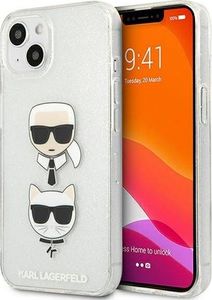 Karl Lagerfeld Karl Lagerfeld KLHCP13SKCTUGLS iPhone 13 mini 5,4" srebrny/silver hardcase Glitter Karl`s & Choupette 1