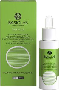 Basiclab Esteticus antyoksydacyjne serum wyrównujące z Wit.C 15% prebiotykiem i filtrem z wody ryżowej 30ml 1