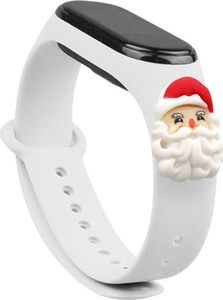 Hurtel Strap Xmas opaska do Xiaomi Mi Band 6 / Mi Band 5 świąteczny silikonowy pasek bransoletka biały (mikołaj) 1