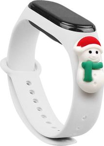 Hurtel Strap Xmas opaska do Xiaomi Mi Band 6 / Mi Band 5 świąteczny silikonowy pasek bransoletka biały (bałwanek 1) 1