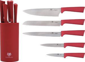Karl Hausmann Komplet noży kuchennych w bloku czerwony zestaw 5 1