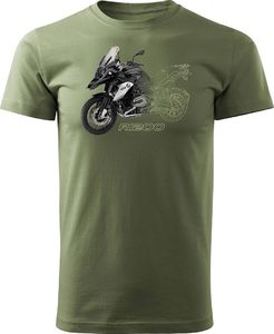 Topslang Koszulka motocyklowa z motocyklem na motor BMW GS 1200 męska khaki REGULAR L 1