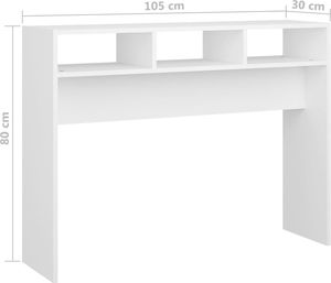 vidaXL Stolik konsolowy, biały, 105x30x80 cm, płyta wiórowa 7
