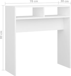 vidaXL Stolik konsolowy, biały, 78x30x80 cm, płyta wiórowa 7